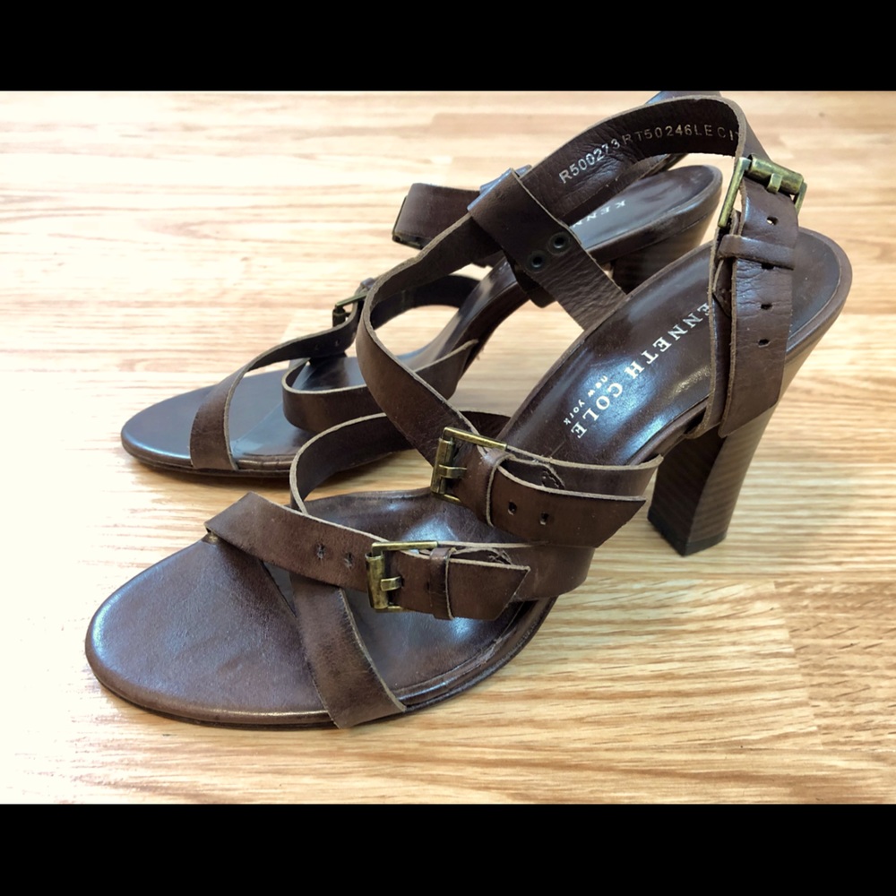 Kenneth Cole Strappy brown Leather Heeled sandals